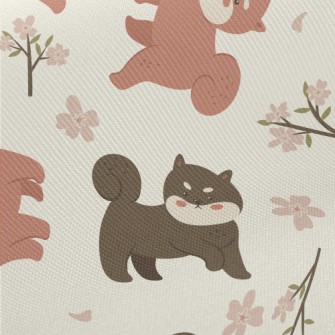 Cute Serious Akita Dog Midweight Cotton Poplin