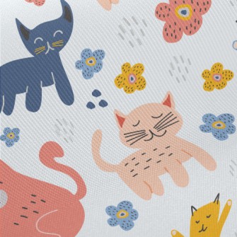Kids Doodle Cat Midweight Cotton Poplin