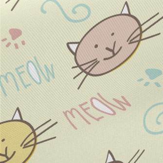 Daze Little Cat With Eyes Midweight Cotton Poplin