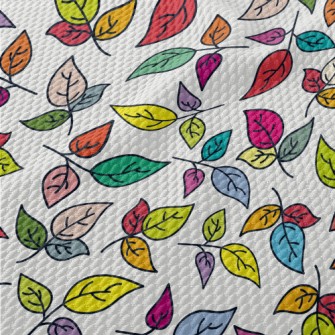 Vibrant Colorful Leaves Birdseye Piqué