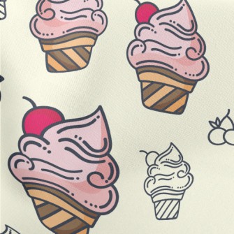 Cherry Ice Cream Lightweight Cotton Poplin