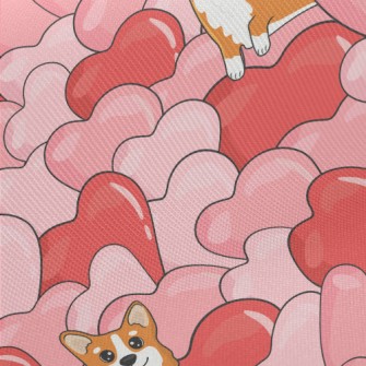 Full Of Love Corgi Midweight Cotton Poplin