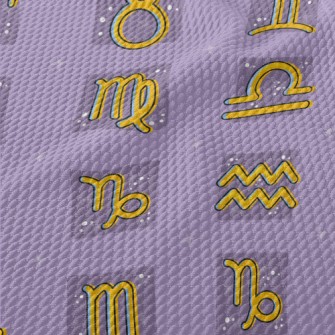 Mystical Zodiac Symbols Birdseye Piqué