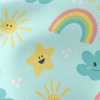 Cheerful Sun Stars Clouds Waterproof Canvas