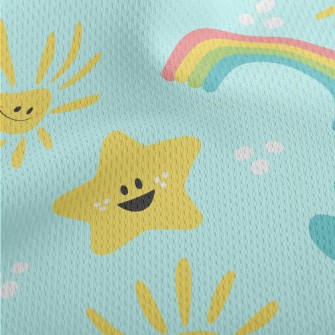 Cheerful Sun Stars Clouds Athletic Mesh Flat Back