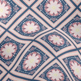 Beautiful Tile Flowers Lightweight Performance Linen