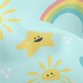 Cheerful Sun Stars Clouds Lightweight Performance Linen