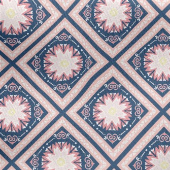 Beautiful Tile Flowers Jersey Backed Fleece