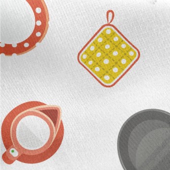 Cute Polka Dot Kitchenware Jersey Backed Fleece