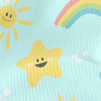 Cheerful Sun Stars Clouds Stretch Jersey