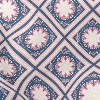 Beautiful Tile Flowers Lightweight Cotton Poplin