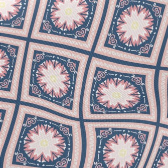 Beautiful Tile Flowers Midweight Cotton Poplin
