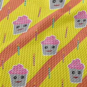 Cup Cake With Candles Birdseye Piqué