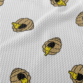 Cartoon Beehive Pattern Birdseye Piqué