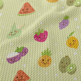 Smiley Fruit Doodle Birdseye Piqué