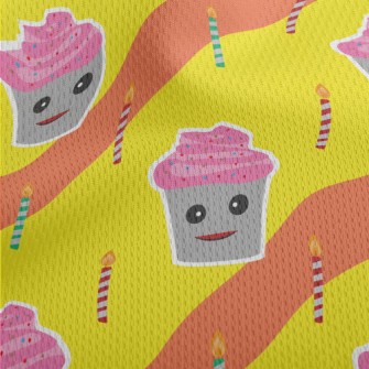 Cup Cake With Candles Athletic Mesh Flat Back