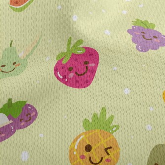 Smiley Fruit Doodle Athletic Mesh Flat Back