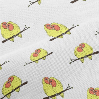 Hand Drawn Loving Birds Performance Linen