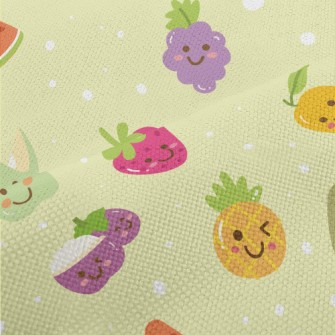 Smiley Fruit Doodle Performance Linen