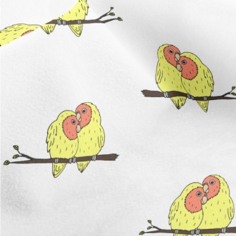 Hand Drawn Loving Birds Micro Fleece