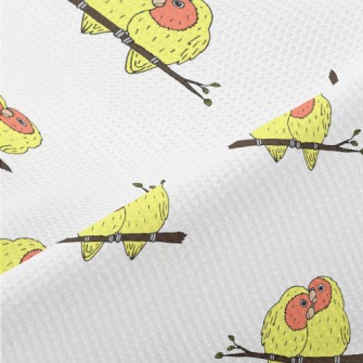 Hand Drawn Loving Birds Piqué
