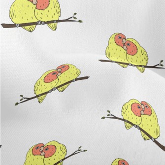 Hand Drawn Loving Birds Lightweight Performance Linen