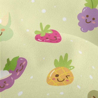 Smiley Fruit Doodle Lightweight Performance Linen