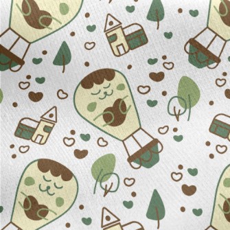 Cute Hot Air Balloon Jersey Backed Fleece