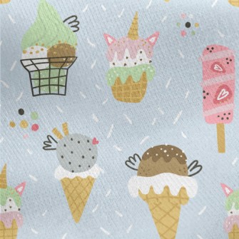 Cartoon Ice Cream Jersey Backed Fleece