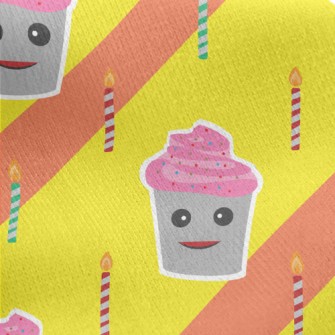 Cup Cake With Candles Jersey Backed Fleece