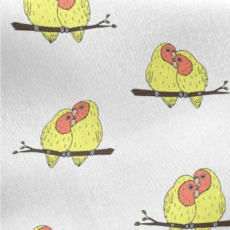 Hand Drawn Loving Birds Jersey Backed Fleece