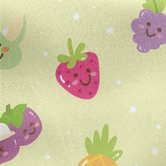 Smiley Fruit Doodle Jersey Backed Fleece