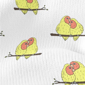 Hand Drawn Loving Birds Stretch Jersey