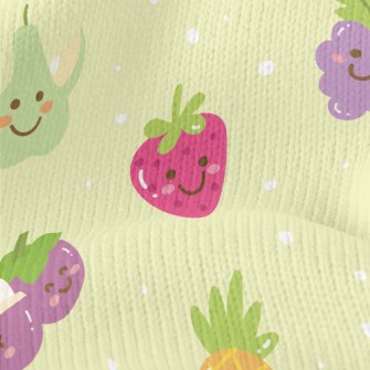 Smiley Fruit Doodle Stretch Jersey