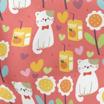 Cat And Orange Juice Lightweight Cotton Poplin