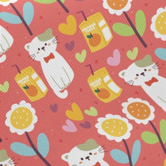 Cat And Orange Juice Midweight Cotton Poplin
