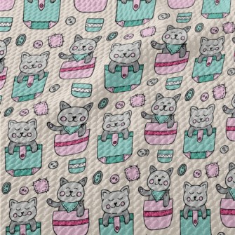 Hand Drawn Pocket Cat Birdseye Piqué