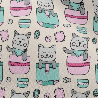 Hand Drawn Pocket Cat Chiffon