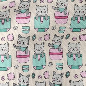 Hand Drawn Pocket Cat Waterproof Canvas