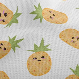 Cartoon Expression Pineapple Athletic Mesh Flat Back