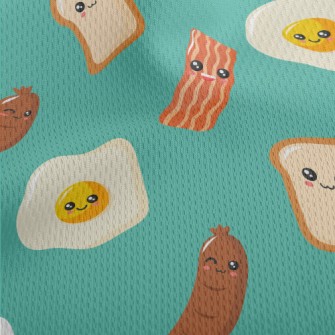 Cartoon American Breakfast Athletic Mesh Flat Back