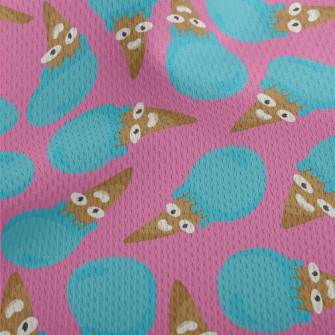 Funny Blue Ice Cream Athletic Mesh Flat Back