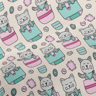 Hand Drawn Pocket Cat Performance Linen