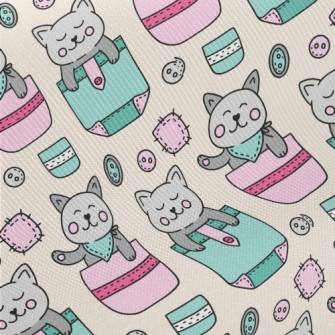 Hand Drawn Pocket Cat Twill