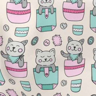 Hand Drawn Pocket Cat Stretch Ponte