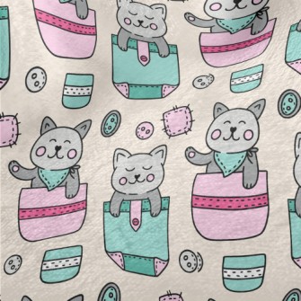 Hand Drawn Pocket Cat Minky