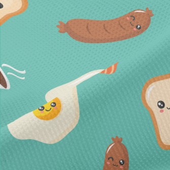 Cartoon American Breakfast Piqué