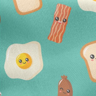 Cartoon American Breakfast Jersey Backed Fleece