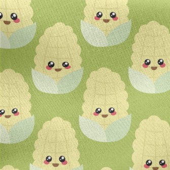 Cute Smiling Corn Jersey Backed Fleece