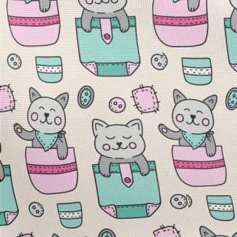 Hand Drawn Pocket Cat Pongee